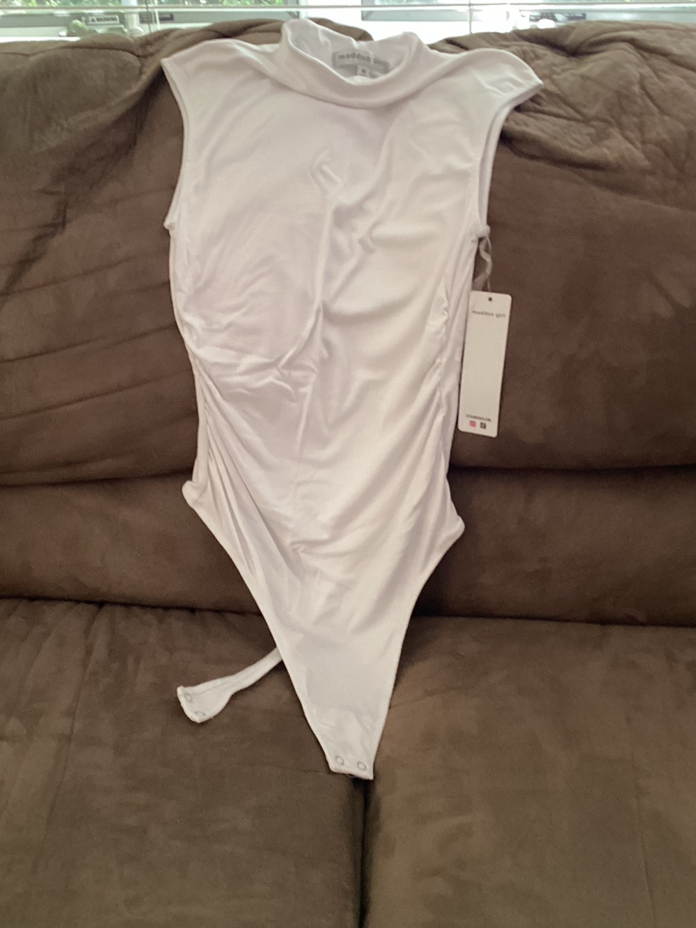 Madden Girl White Snap-Crotch Bodysuit